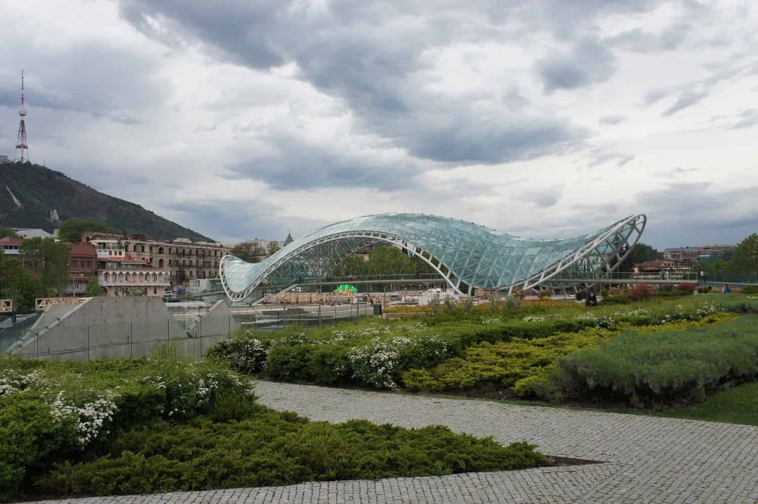 scenic Tbilisi city tours with zuratour.com the bridge of peace and rike park in Tbilisi, Georgia- private tours by zuratour.com